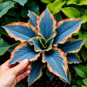 Хоста Океан Вью купить по цене от 960р. в интернет-магазине «Посадика» с доставкой почтой в в Катав-Ивановске и по всей России – [изображение №1].