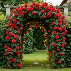 Роза плетистая Алый Триумф купить по цене от 319р. в интернет-магазине «Посадика» с доставкой почтой в в Катав-Ивановске и по всей России – [изображение №1].